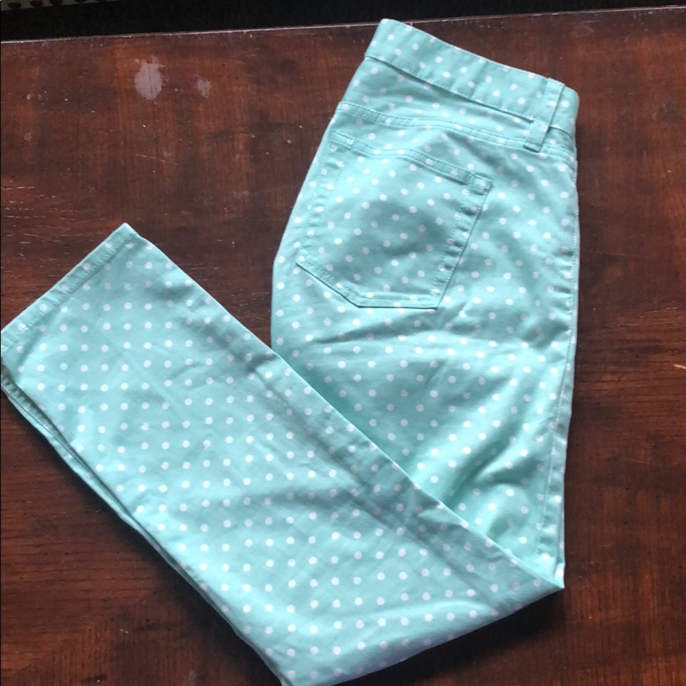 JCREW Polka Dot Cropped Matchstick denim